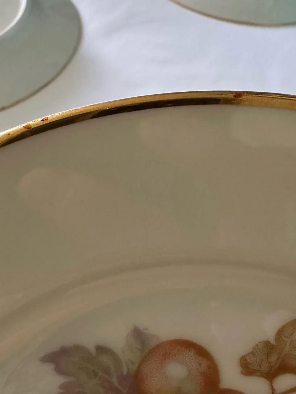 Porcelain Fruit Dessert Plates with Gold Rim - White (Set) 6